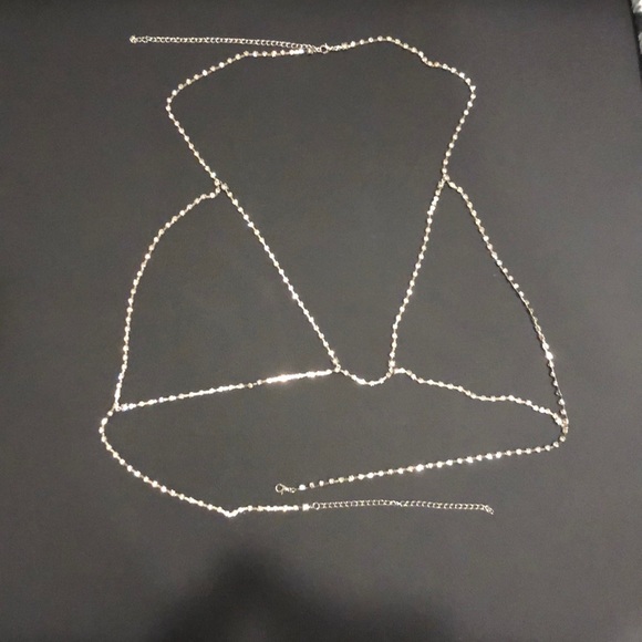 Silver rhinestone bra chain - Picture 4 of 6